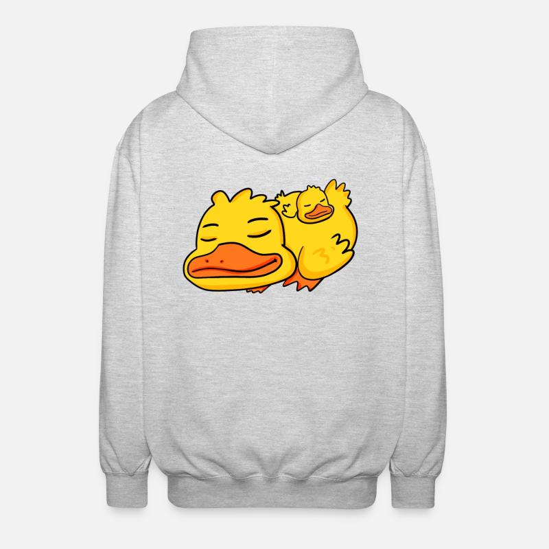 Papa Canard avec Bébé Canard - Veste à capuche unisexe - gris clair chiné