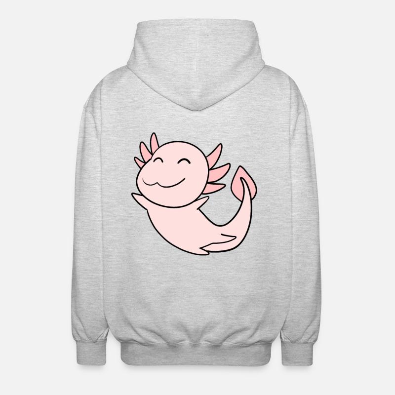 Süßes Axolotl Rosa - Unisex Kapuzenjacke - Hellgrau meliert