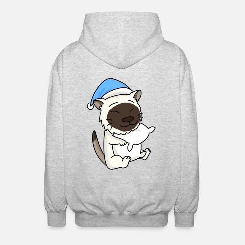 Katze Katzenrasse Birma - Unisex Kapuzenjacke - Hellgrau meliert