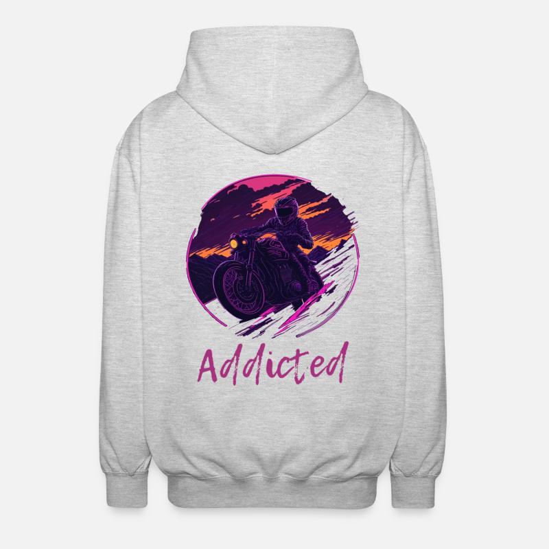 Synthwave Moto Accro - Veste à capuche unisexe - gris clair chiné