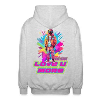 Amour - Veste à capuche unisexe - gris clair chiné - Dos - AI Model Male 185 light (185cm)