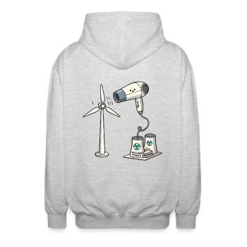 Stop Wind Power Funny Energy Concept - Unisex Hooded Jacket - light heather grey - Back - AI Model Male 185 light (185cm)