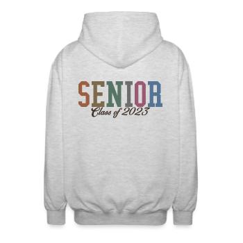 Senior Class Of 2023 Retro Graduation Party Geschenk - Unisex Kapuzenjacke - Hellgrau meliert - Hinten - AI Model Male 185 light (185cm)
