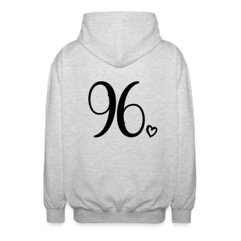 Süße Nummer 96, 96 Jahre alt, Geschenk zum 96. Geburtstag - Unisex Kapuzenjacke - Hellgrau meliert - Hinten - AI Model Male 185 light (185cm)