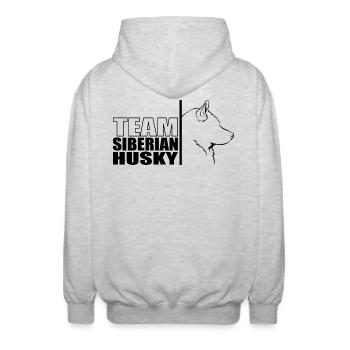 TEAM Husky de Sibérie Chien Wilsigns - Veste à capuche unisexe - gris clair chiné - Dos - AI Model Male 185 light (185cm)