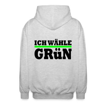 Ich wähle grün - Unisex Kapuzenjacke - Hellgrau meliert - Hinten - AI Model Male 185 light (185cm)