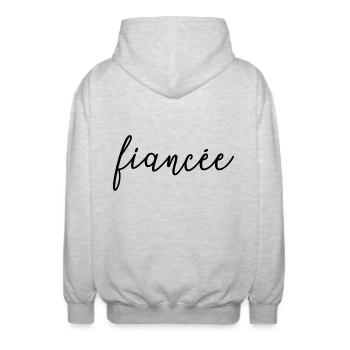 Fiancée Matching Engagement Wedding Honeymoon - Unisex Hooded Jacket - light heather grey - Back - AI Model Male 185 light (185cm)