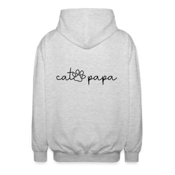 Cat Papa - Mignon Paw Cat Lover Papa Propriétaire de chat - Veste à capuche unisexe - gris clair chiné - Dos - AI Model Male 185 light (185cm)