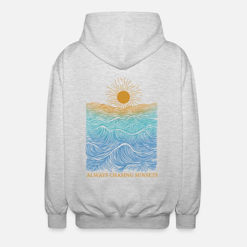 Always chasing sunsets - Unisex Kapuzenjacke - Hellgrau meliert