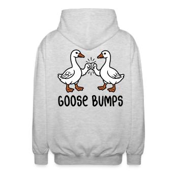 Chair de poule - Oies avec fistbump - Jeu de mots - Veste à capuche unisexe - gris clair chiné - Dos - AI Model Male 185 light (185cm)