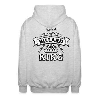 Eight Ball Billard King - Billard Spieler Geschenk - Unisex Kapuzenjacke - Hellgrau meliert - Hinten - AI Model Male 185 light (185cm)