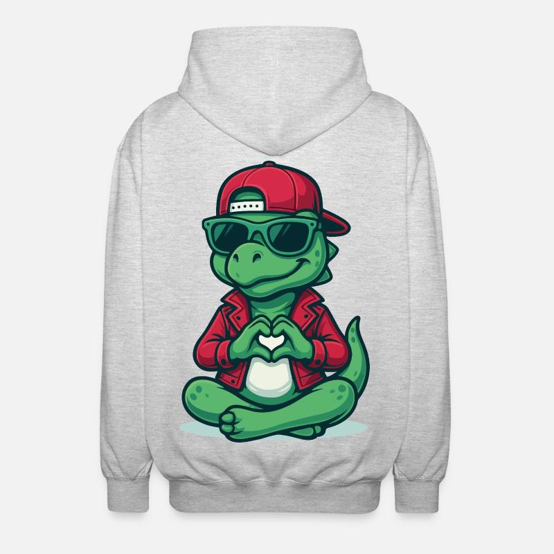 Vibrations de cœur de dinosaure - Veste à capuche unisexe - gris clair chiné