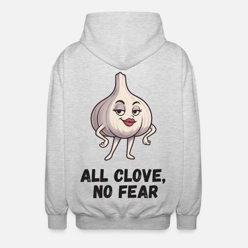  Knoblauch Dame eine Angst karikatur  - Unisex Kapuzenjacke - Hellgrau meliert