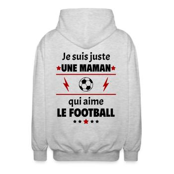 Juste une maman qui aime le football,cadeau noël - Veste à capuche unisexe - gris clair chiné - Dos - AI Model Male 185 light (185cm)