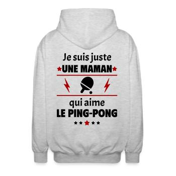 Juste une maman qui aime le ping-pong, cadeau noël - Veste à capuche unisexe - gris clair chiné - Dos - AI Model Male 185 light (185cm)