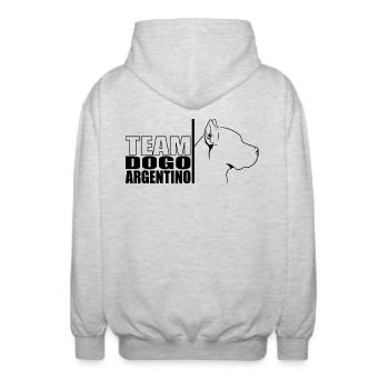 TEAM Dogo Argentino Hunde Hund Wilsigns - Unisex Kapuzenjacke - Hellgrau meliert - Hinten - AI Model Male 185 light (185cm)