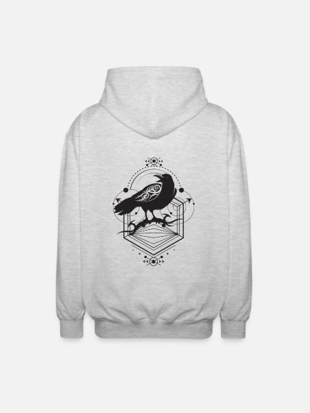 Krafttier Rabe - Unisex Kapuzenjacke - Hellgrau meliert