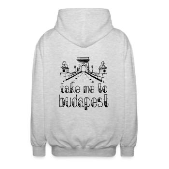 Budapest - Unisex Kapuzenjacke - Hellgrau meliert - Hinten - AI Model Male 185 light (185cm)