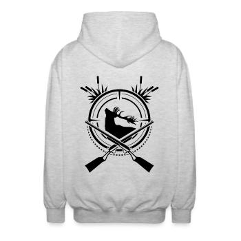 Rotwild Jagen - Unisex Kapuzenjacke - Hellgrau meliert - Hinten - AI Model Male 185 light (185cm)