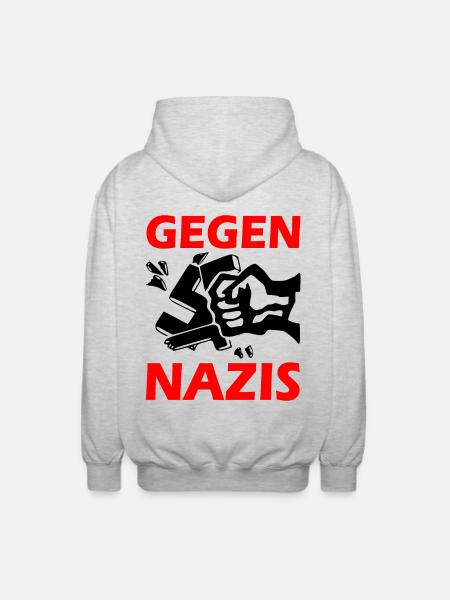 Gegen nazis faust - Unisex Kapuzenjacke - Hellgrau meliert