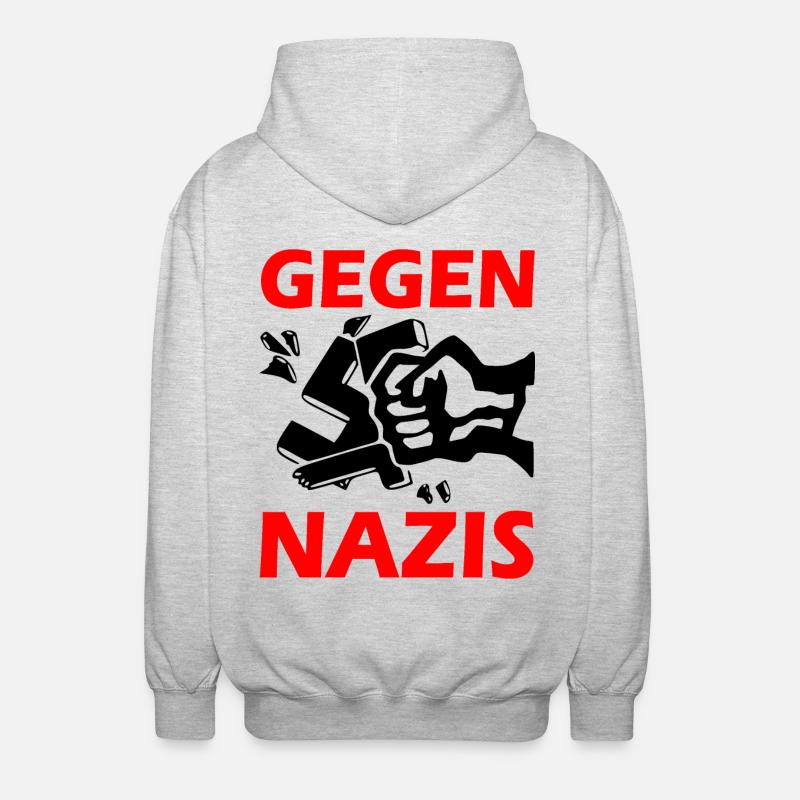 Gegen nazis faust - Unisex Kapuzenjacke - Hellgrau meliert