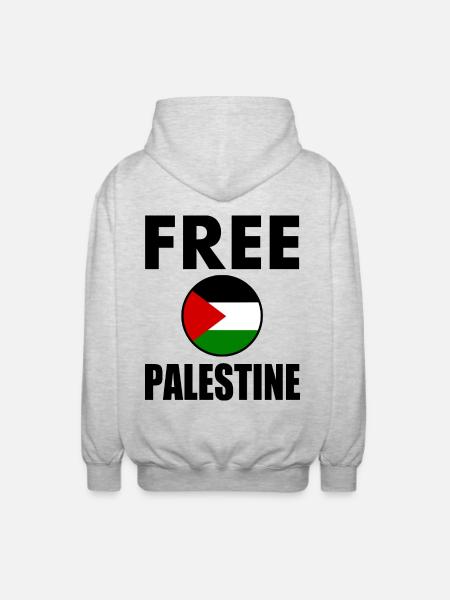 Free palestine - Unisex Hooded Jacket - light heather grey