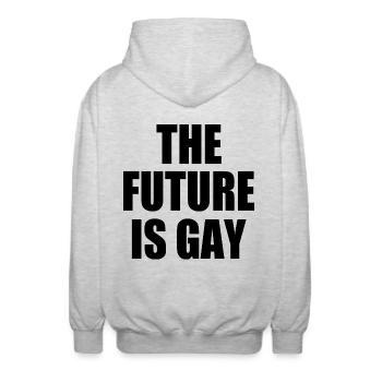 the future is gay - Unisex Kapuzenjacke - Hellgrau meliert - Hinten - AI Model Male 185 light (185cm)