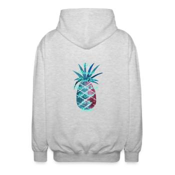 Be a Pineapple - Turquoise - Unisex Hooded Jacket - light heather grey - Back - AI Model Male 185 light (185cm)