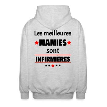 Les meilleures mamies sont infirmières,cadeau noël - Veste à capuche unisexe - gris clair chiné - Dos - AI Model Male 185 light (185cm)