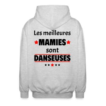 Les meilleures mamies sont danseuses, cadeau noël - Veste à capuche unisexe - gris clair chiné - Dos - AI Model Male 185 light (185cm)