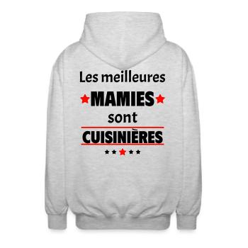 Les meilleures mamies sont cuisinières,cadeau noël - Veste à capuche unisexe - gris clair chiné - Dos - AI Model Male 185 light (185cm)