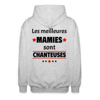 Les meilleures mamies sont chanteuses,cadeau noël - Veste à capuche unisexe - gris clair chiné - Dos - AI Model Male 185 light (185cm)