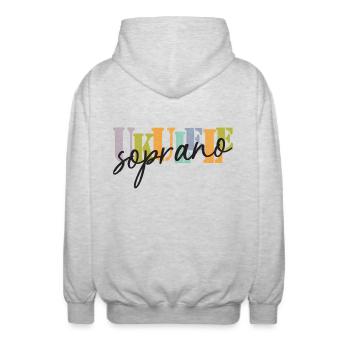 Soprano ukulele colorful and black - Unisex Hooded Jacket - light heather grey - Back - AI Model Male 185 light (185cm)