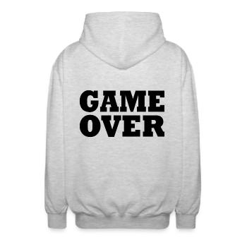 Game over - Unisex Hooded Jacket - light heather grey - Back - AI Model Male 185 light (185cm)