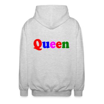 QUEEN - Unisex Kapuzenjacke - Hellgrau meliert - Hinten - AI Model Male 185 light (185cm)