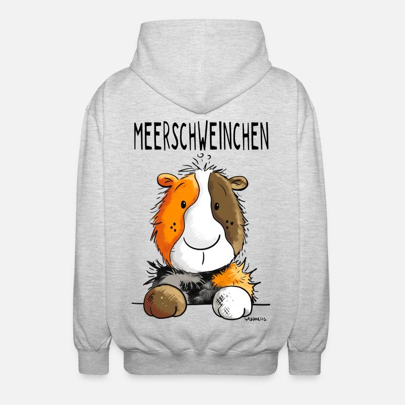Meerschweinchen - Wutzchen - Comic - Tiere - Unisex Kapuzenjacke - Hellgrau meliert