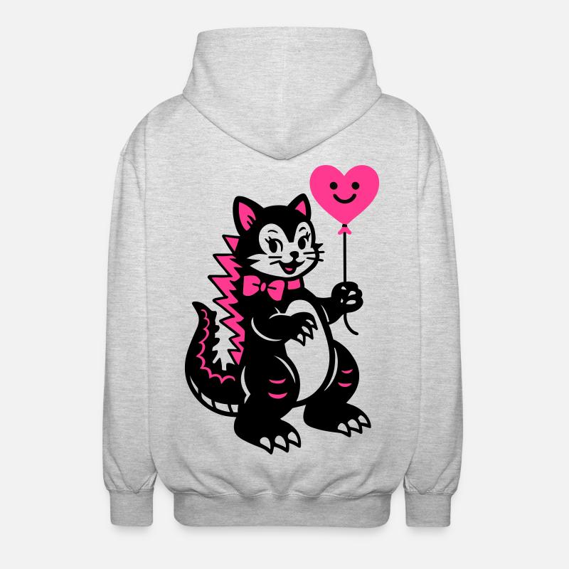 Monster Cat Pink - Unisex Kapuzenjacke - Hellgrau meliert