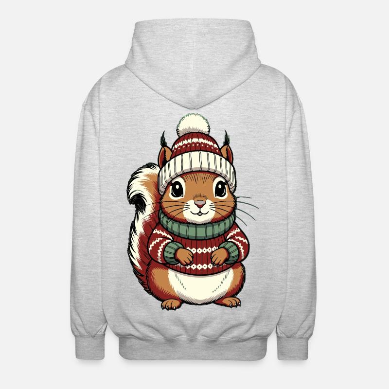 Écureuil de Noël d’hiver - Veste à capuche unisexe - gris clair chiné