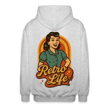 Pin-up rétro lifestyle - Veste à capuche unisexe - gris clair chiné - Dos - AI Model Male 185 light (185cm)