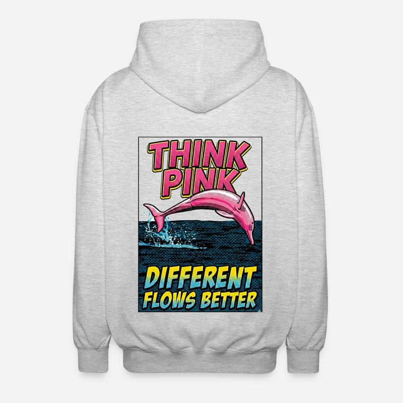 Pensez à Pink Dolphin : Meilleur Flow - Veste à capuche unisexe - gris clair chiné