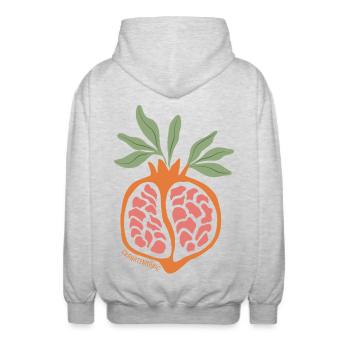 Granatapfel T-Shirt - Unisex Kapuzenjacke - Hellgrau meliert - Hinten - AI Model Male 185 light (185cm)