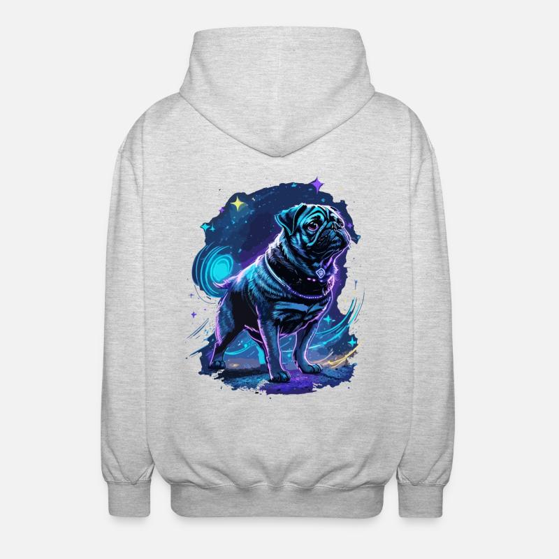 Mops Mitternachtszauber - Unisex Kapuzenjacke - Hellgrau meliert