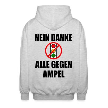 ampel nein danke - Unisex Kapuzenjacke - Hellgrau meliert - Hinten - AI Model Male 185 light (185cm)