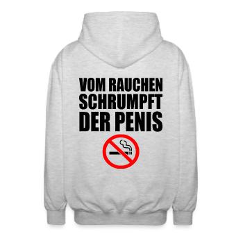 Vom rauchen schrumpft der penis - Unisex Kapuzenjacke - Hellgrau meliert - Hinten - AI Model Male 185 light (185cm)
