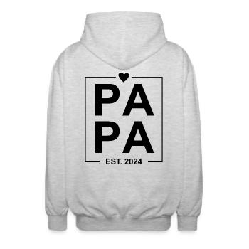 Papa Est 2024 - Unisex Kapuzenjacke - Hellgrau meliert - Hinten - AI Model Male 185 light (185cm)