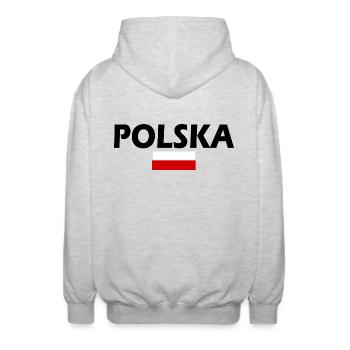 Polska - Veste à capuche unisexe - gris clair chiné - Dos - AI Model Male 185 light (185cm)