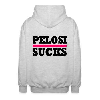 Nancy pelosi sucks - Unisex Kapuzenjacke - Hellgrau meliert - Hinten - AI Model Male 185 light (185cm)