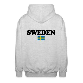 Schweden - Unisex Kapuzenjacke - Hellgrau meliert - Hinten - AI Model Male 185 light (185cm)