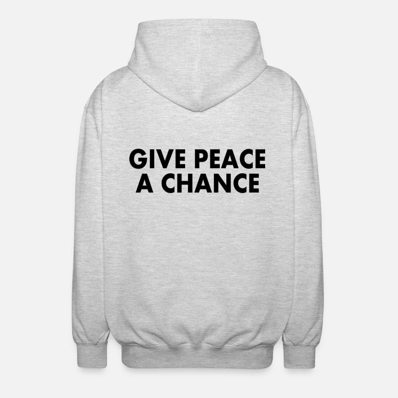 Give peace a chance - Unisex Kapuzenjacke - Hellgrau meliert