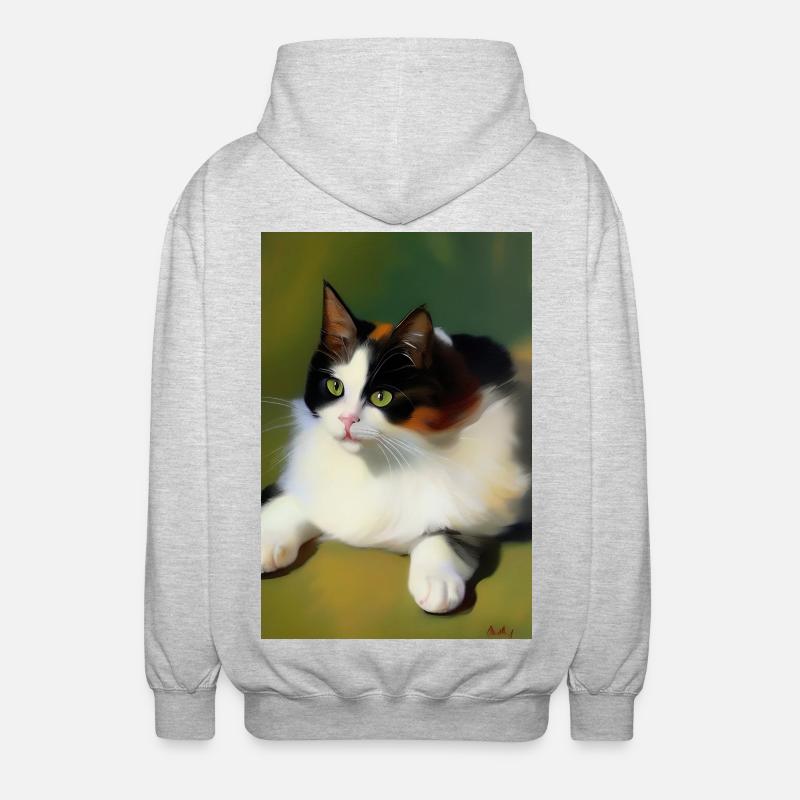 Image du chat - Veste à capuche unisexe - gris clair chiné